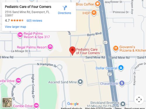 Get Directions to Pediatric Care of Four Corners in Davenport, FL